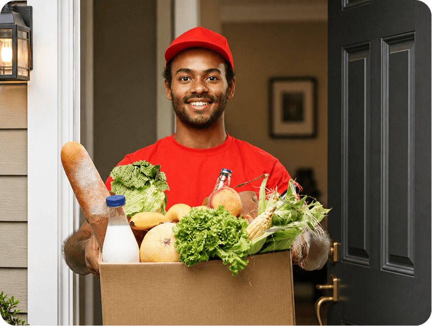 Delivery rider with fresh produce