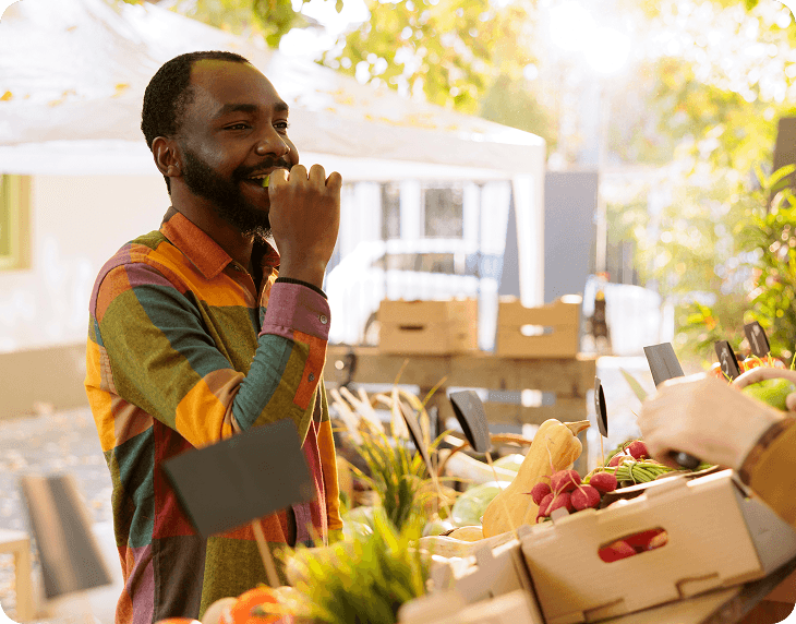 Agent inspecting fresh produce at the market